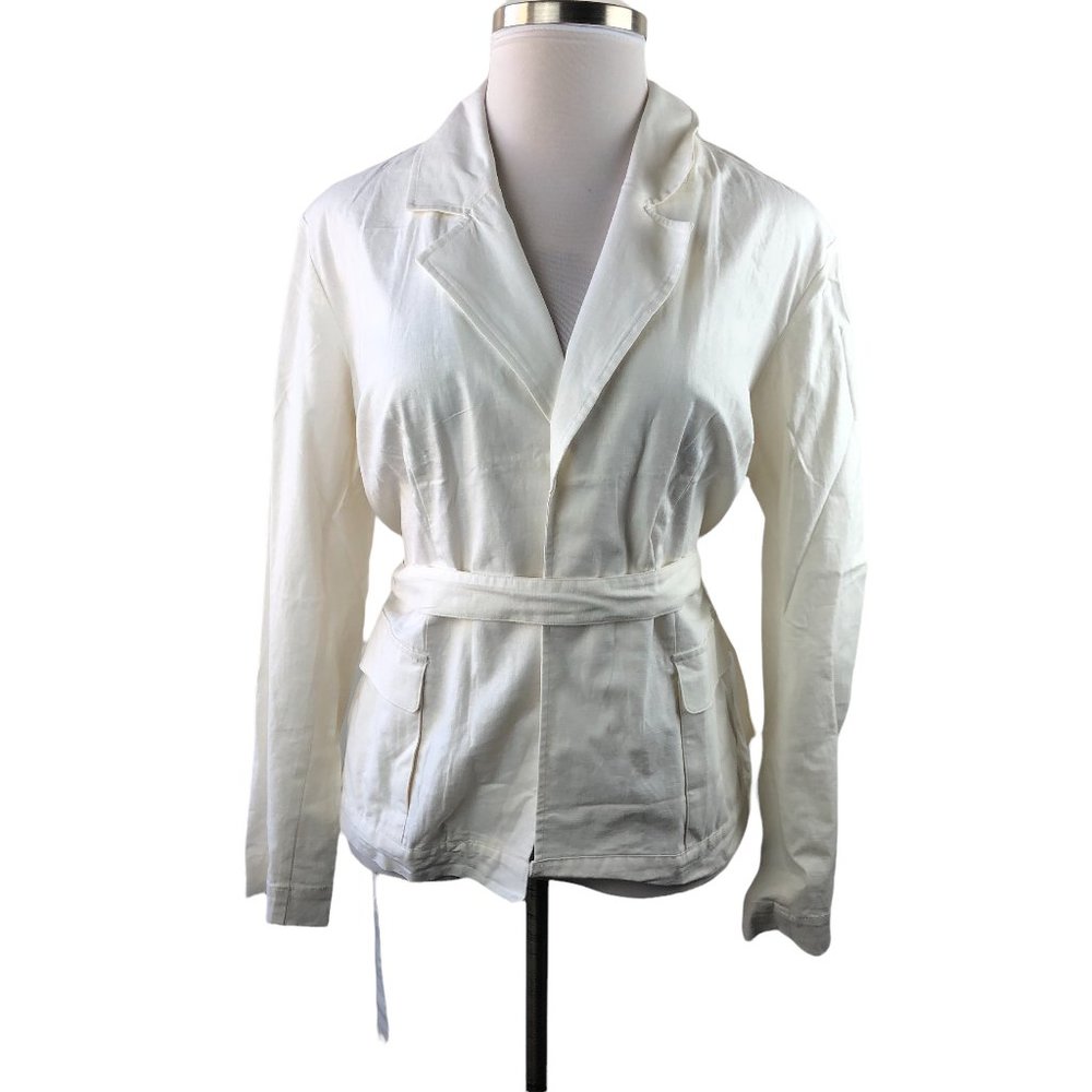Lane Bryant Stretch Linen Tie Belt Jacket Plus Size - Picture 2 of 5